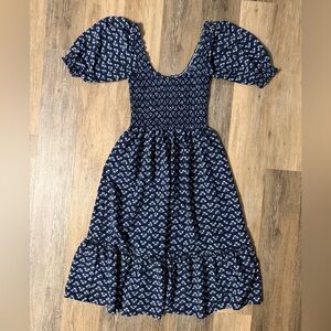 Hill House XS Louisa Nap Dress in Navy Crepe